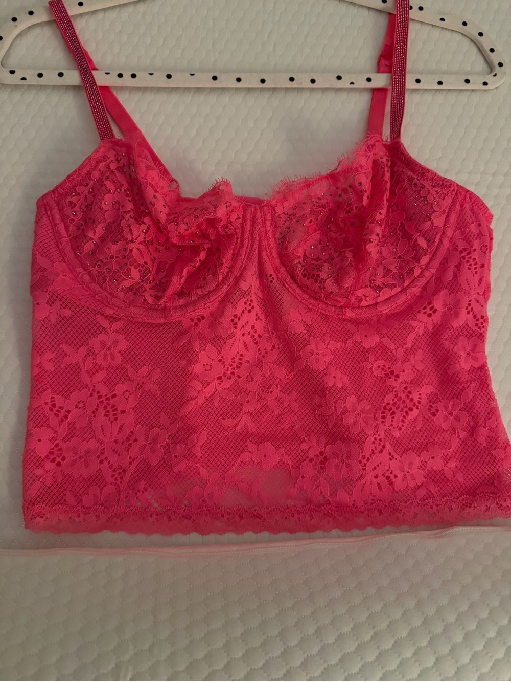 Victoria's Secret Hot Pink Lace Bralette Crop Top